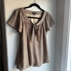 Sara Michelle Chic Tie-Front Business Blouse | Flutter Sleeve Neutral Top PL